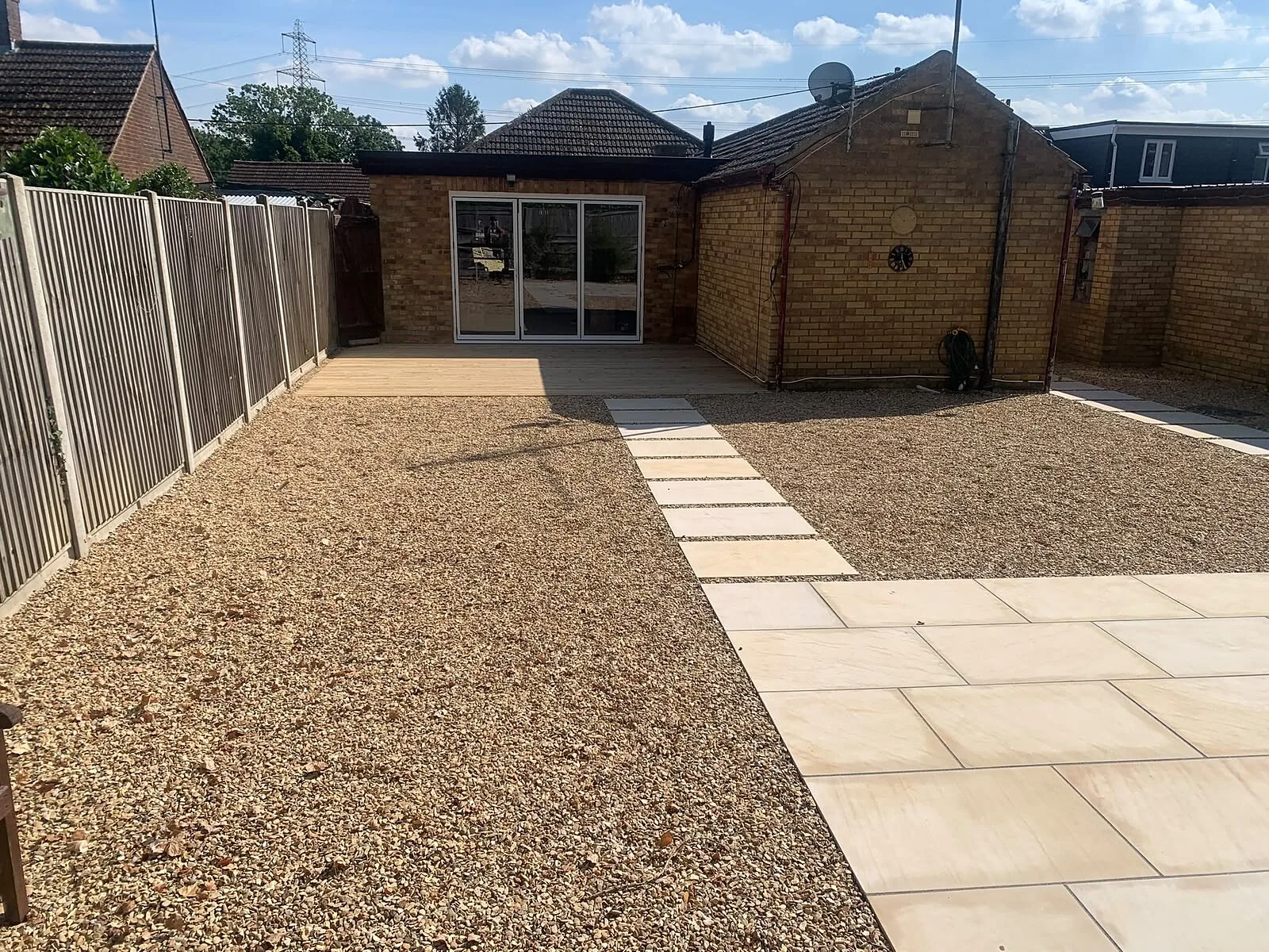 Landscaped garden with gravel, paving and stepping slabs – Fines Landscaping, West Norfolk