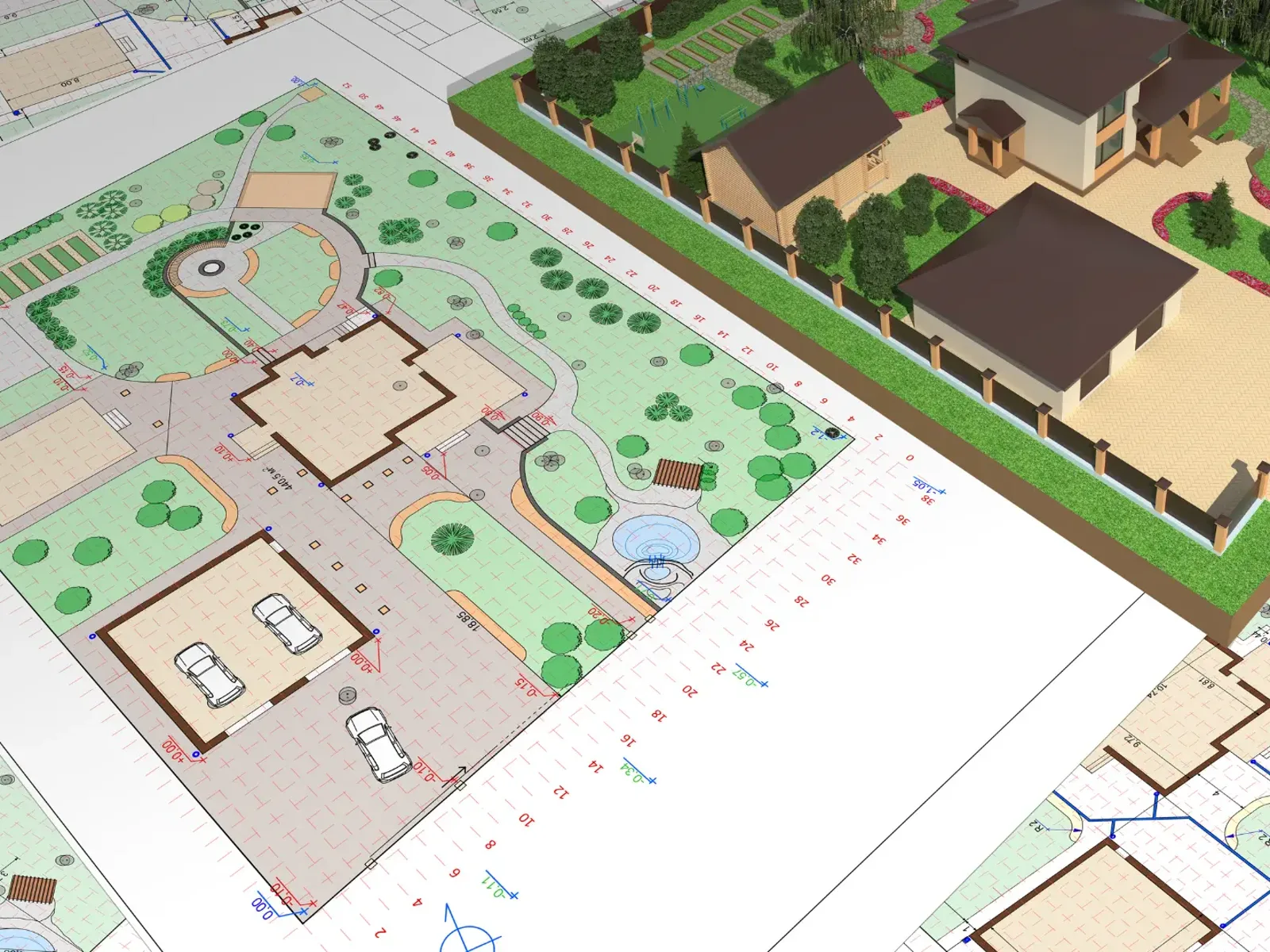 Designed garden layout – garden design by Fines Landscaping, King's Lynn